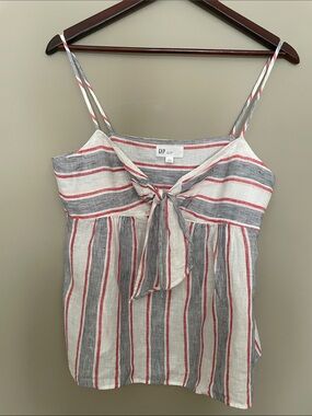 GAP 100% Linen Striped Tie-Front babydoll Camisole